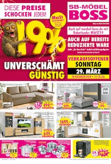 SB Möbel Boss Prospekt DIESE PREISE SCHOCKEN JEDEN! mit 4 Seiten