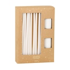 Coffret bougies longues (x10) et bougeoirs (x2) en céramique beige à 19,99 € dans le catalogue Maisons du Monde