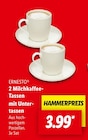 2 Milchkaffee-Tassen mit Untertassen im Angebot bei Lidl in Ahaus 2 Milchkaffee-Tassen mit Untertassen Angebote von Ernesto bei Lidl Ahaus für 3,99 €
