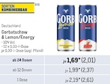 Lemon/Energy Angebote von Gorbatschow bei Metro Duisburg für 2,01 €