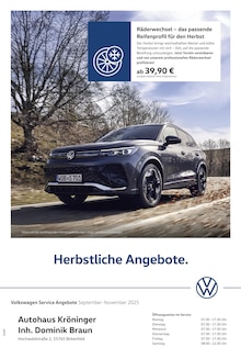 Aktueller Volkswagen Prospekt "Herbstliche Angebote." Seite 1 von 1 Seite für Birkenfeld