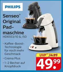 Philips Senseo Original Padmaschine HD6553/10 & /50 bei famila Nordost in Elmshorn Philips Senseo Original Padmaschine HD6553/10 & /50 im Angebot bei famila Nordost Elmshorn für 49,99 €