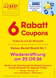 Netto Marken-Discount Prospekt für Bönen mit 2 Seiten Netto Marken-Discount Prospekt "6 Rabatt-Coupons" für Bönen, 2 Seiten, 31.08.2026 - 05.09.2026