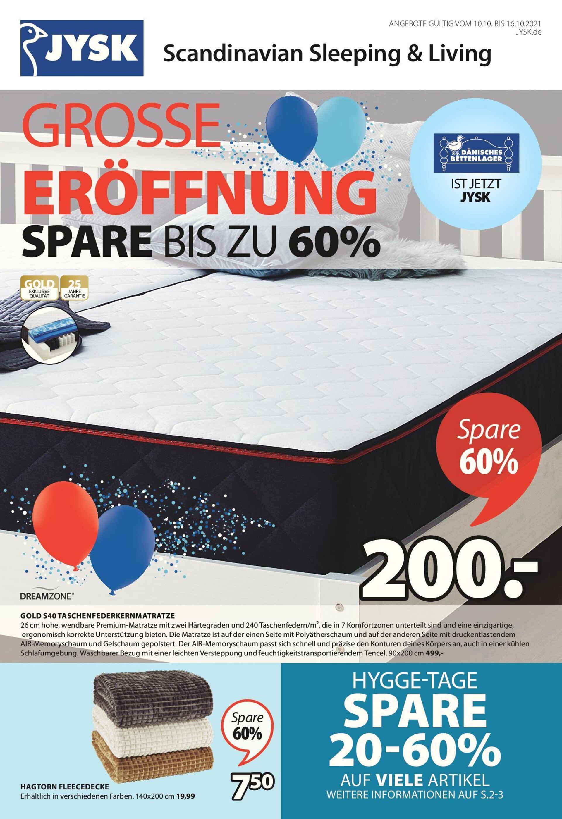 JYSK Prospekt für Würzburg mit 17 Seiten JYSK Prospekt für Würzburg: "GROSSE ERÖFFNUNG", 17 Seiten, 10.10.2021 - 16.10.2021