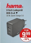 2-fach Ladegerät UCB-C+A von hama im aktuellen V-Markt Prospekt für 9,99 €