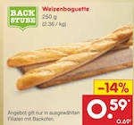 Weizenbaguette im Angebot bei Netto Marken-Discount in Kaiserslautern Weizenbaguette Angebote von BACKSTUBE bei Netto Marken-Discount Kaiserslautern für 0,59 €