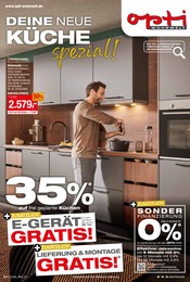 Aktueller Opti-Wohnwelt Prospekt mit Küche, "Küchenspezial 35% + Lieferung und Montage gratis", Seite 1