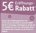 5€ Eröffnungs-Rabatt bei REWE im Prospekt "" für 