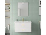 Ensemble meuble SUNNY blanc et dorée, L.80 cm + miroir 55 x 75 cm - Brico Dépôt à Quimper Ensemble meuble SUNNY blanc et dorée, L.80 cm + miroir 55 x 75 cm en promo chez Brico Dépôt Quimper à 169,00 €