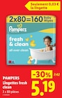 Lingettes fresh clean - PAMPERS en promo chez Lidl Lingettes fresh clean - PAMPERS dans le catalogue Lidl