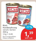 Hundenahrung von Rinti für 1,39 € bei budni im Angebot Hundenahrung von Rinti im aktuellen budni Prospekt