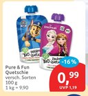 Quetschie von Pure & Fun für 0,99 € bei budni im Angebot Quetschie von Pure & Fun im aktuellen budni Prospekt