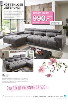Ecksofa im Kabs Prospekt "FRÜHLINGSRABATTE BIS ZU 45%" mit 60 Seiten (Hamburg)