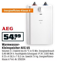 Warmwasser-Kleinspeicher U5 bei OBI in Berlin Warmwasser-Kleinspeicher U5 im Angebot bei OBI Berlin für 54,99 €