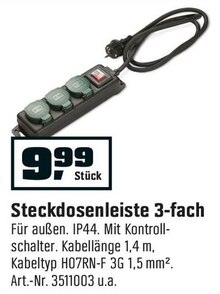 Steckdosenleiste 3-fach bei OBI in Darmstadt Steckdosenleiste 3-fach im Angebot bei OBI Darmstadt für 9,99 €