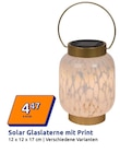 Solar Glaslaterne mit Print für 4,47 € bei Action im Angebot Solar Glaslaterne mit Print im aktuellen Action Prospekt