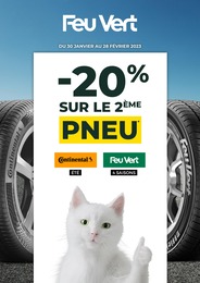 Prospectus Feu Vert à Saint-Ouen-l'Aumône, "-20% sur le 2ème pneu", 1 page, 30/01/2023 - 28/02/2023