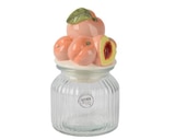 Bocal en verre à couvercle avec décor de pêches orange brillant - diamètre 11 x H 19 cm - KAEMINGK en promo chez Botanic Bagnolet à 11,99 €