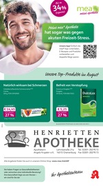 mea - meine apotheke Apotheken Prospekt der aktuellen Woche mit 4 Seiten, gültig von 01.08.2026 bis 31.08.2026, in Oranienburg und Umgebung Aktueller mea - meine apotheke Apotheken Prospekt in Oranienburg und Umgebung, "Unsere August-Angebote" mit 4 Seiten, 01.08.2026 - 31.08.2026