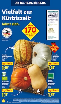 Kürbis im aktuellen Lidl Prospekt (Münster) Kürbis im Lidl Prospekt "LIDL LOHNT SICH" mit 68 Seiten (Münster)