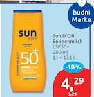 Sonnenmilch LSF50+ von Sun D'Or für 4,29 € bei budni im Angebot Sonnenmilch LSF50+ von Sun D'Or im aktuellen budni Prospekt