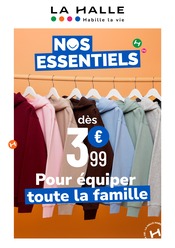 Prospectus Mode La Halle en cours à Bagnols-sur-Cèze et alentours, "NOS ESSENTIELS", 1 page, 01/10/2025 - 30/11/2025 Catalogue Mode La Halle en cours à Bagnols-sur-Cèze et alentours, "NOS ESSENTIELS", 1 page, 01/10/2025 - 30/11/2025