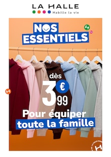 Catalogue La Halle de la semaine 45, "NOS ESSENTIELS", page 1, 01/10/2025 - 30/11/2025 Prospectus La Halle en cours, "NOS ESSENTIELS", page 1 sur 1
