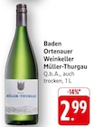 EDEKA Stegen - Baden Ortenauer Weinkeller Müller-Thurgau Angebot im Prospekt Baden Ortenauer Weinkeller Müller-Thurgau bei EDEKA im Stegen Prospekt für 2,99 €