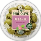 Olives Grecques Ail et Basilic - Père Olive à 1,05 € dans le catalogue Intermarché Super