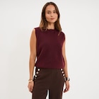 Pull sans manches col rond violet foncé femme - La Halle Pull sans manches col rond violet foncé femme à 9,99 € dans le catalogue La Halle