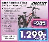 Robin Hardtrail, E-Bike 26" Fat-Reifen 250 W Angebote von JOBOBIKE bei Netto Marken-Discount Rheda-Wiedenbrück für 1.299,00 €