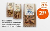 Vollkorn-Haferkekse Angebote von HaferHerz bei tegut Maintal für 2,99 €