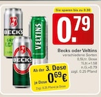 Becks oder Veltins im Angebot bei WEZ in Kalletal Becks oder Veltins Angebote bei WEZ Kalletal für 0,69 €