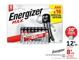 Lot de 16 piles alcalines max - ENERGIZER en promo chez Hyper U La Rochelle à 8,99 €