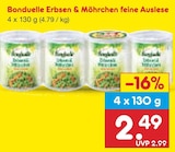 Gemuesekonserven im Netto Marken-Discount Prospekt Erbsen & Möhrchen feine Auslese von Bonduelle im aktuellen Netto Marken-Discount Prospekt für 2,49 €