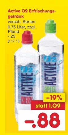Erfrischungsgetränk von Active O2 im aktuellen Netto Marken-Discount Prospekt Erfrischungsgetränk von Active O2 für 0,88 € bei Netto Marken-Discount im Angebot