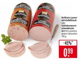 Delikate Lyoner mit Kalbfleisch im Angebot bei Marktkauf in Rottenburg Delikate Lyoner mit Kalbfleisch Angebote von unsere Hausmarke bei Marktkauf Rottenburg für 0,99 €