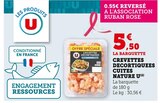 Crevettes Décortiquées Cuites Nature - U en promo chez Super U Aubervilliers à 5,50 €