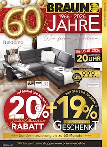 BRAUN Möbel-Center Prospekt Wir feiern Jubiläum! mit 28 Seiten