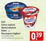 Zott Sahne-Joghurt, Weihenstephan Rahm- oder Mascarpone-Joghurt Angebote bei famila Nordost Kiel für 0,39 €