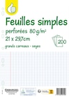 FEUILLES SIMPLE 200 PAGES PERFORÉES POUCE - POUCE - Auchan Hypermarché FEUILLES SIMPLE 200 PAGES PERFORÉES POUCE - POUCE à 1,55 € dans le catalogue Auchan Hypermarché