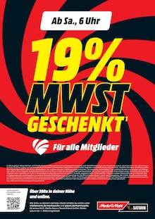 Aktueller MediaMarkt Saturn Prospekt (Obersinn, 1 Seite zum blättern MediaMarkt Saturn Prospekt 19% MWST GESCHENKT mit 1 Seite