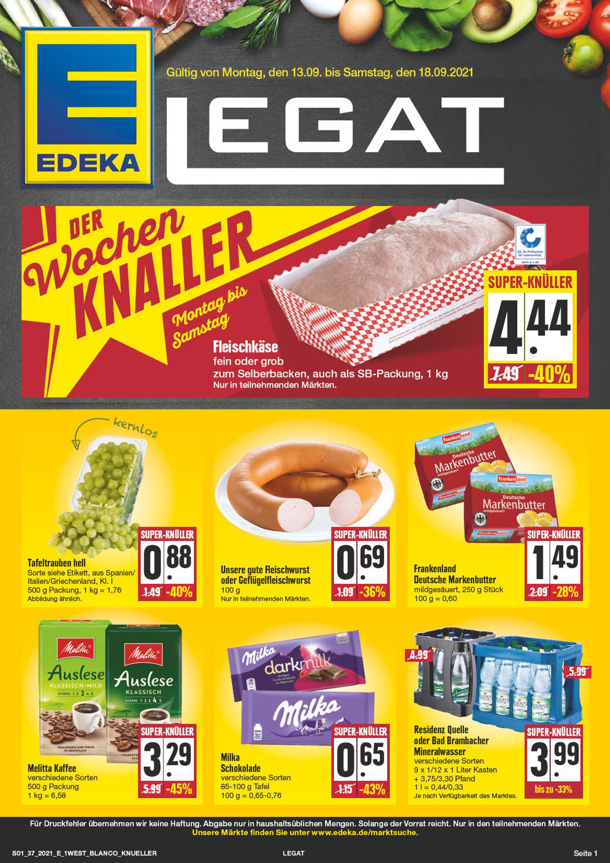 EDEKA Prospekt für Speichersdorf mit 36 Seiten EDEKA Prospekt für Speichersdorf: "Wir lieben Lebensmittel!", 36 Seiten, 13.09.2021 - 18.09.2021