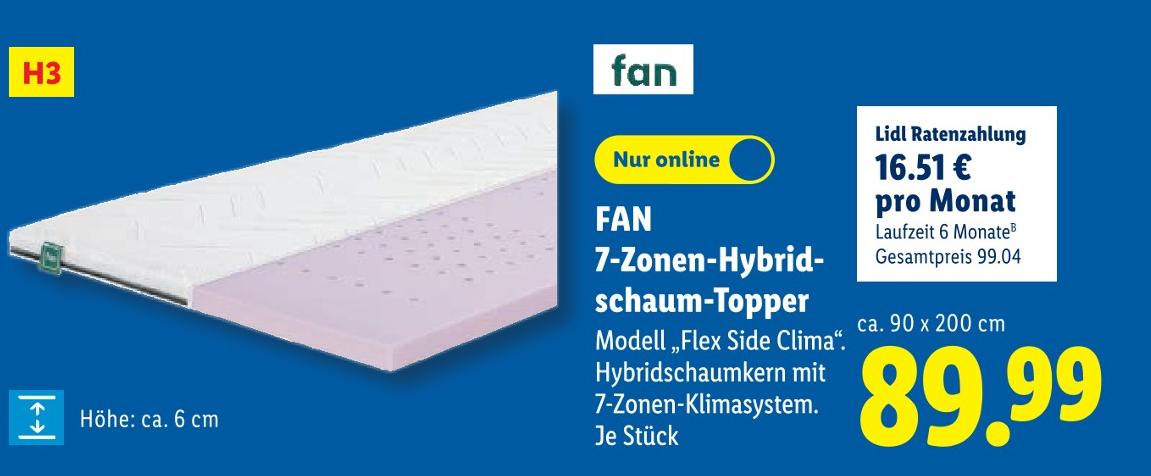 7-Zonen-Hybridschaum-Topper