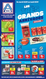 Catalogue Discount Alimentaire Aldi en cours à Lormont et alentours, "Les très grands arrivages", 27 pages, 03/09/2024 - 09/09/2024