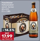 Hefeweissbier Angebote von Franziskaner bei Getränke König Ingolstadt für 17,99 €