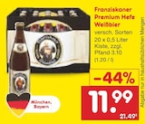 Premium Hefe Weißbier Angebote von Franziskaner bei Netto Marken-Discount Bamberg für 11,99 €