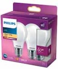 Ampoule LED standard 60W en verre blanc chaud x2 E27 60W - PHILIPS en promo chez Intermarché Aix-les-Bains à 7,49 €