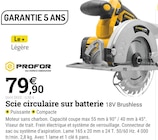 Scie circulaire sur batterie 18V Brushless - PROFOR PAR ESPACE EMERAUDE dans le catalogue Espace Emeraude