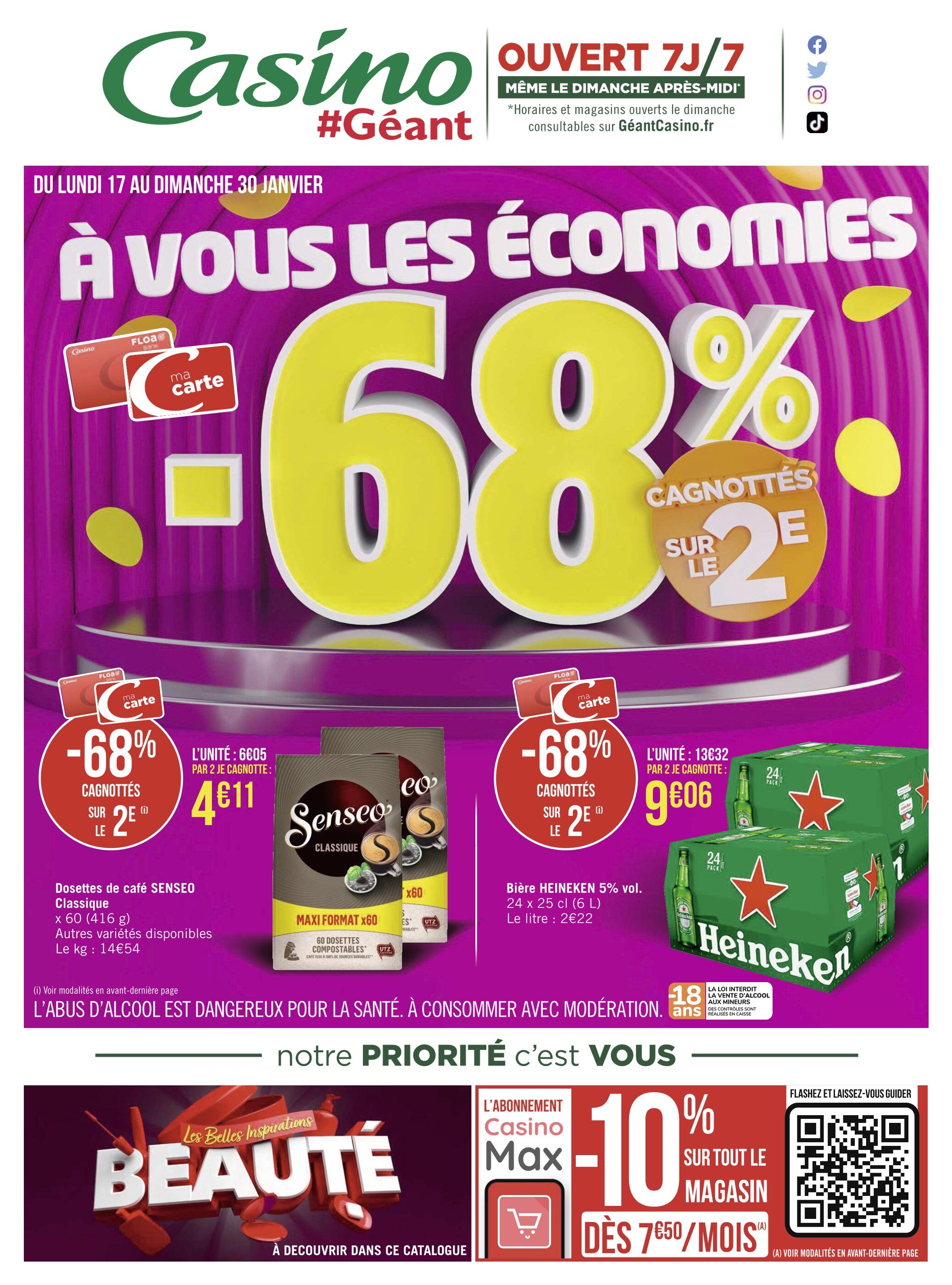 Catalogue Géant Casino à Cagnes-sur-Mer, avec 86 pages Prospectus Géant Casino à Cagnes-sur-Mer, "À vous les économies", 86 pages, 17/01/2022 - 30/01/2022